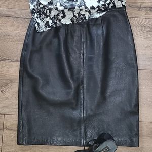 Worn Once - MIXIT - Nearly New Black Leather Skirt - Lined, Back Zip, size 4
